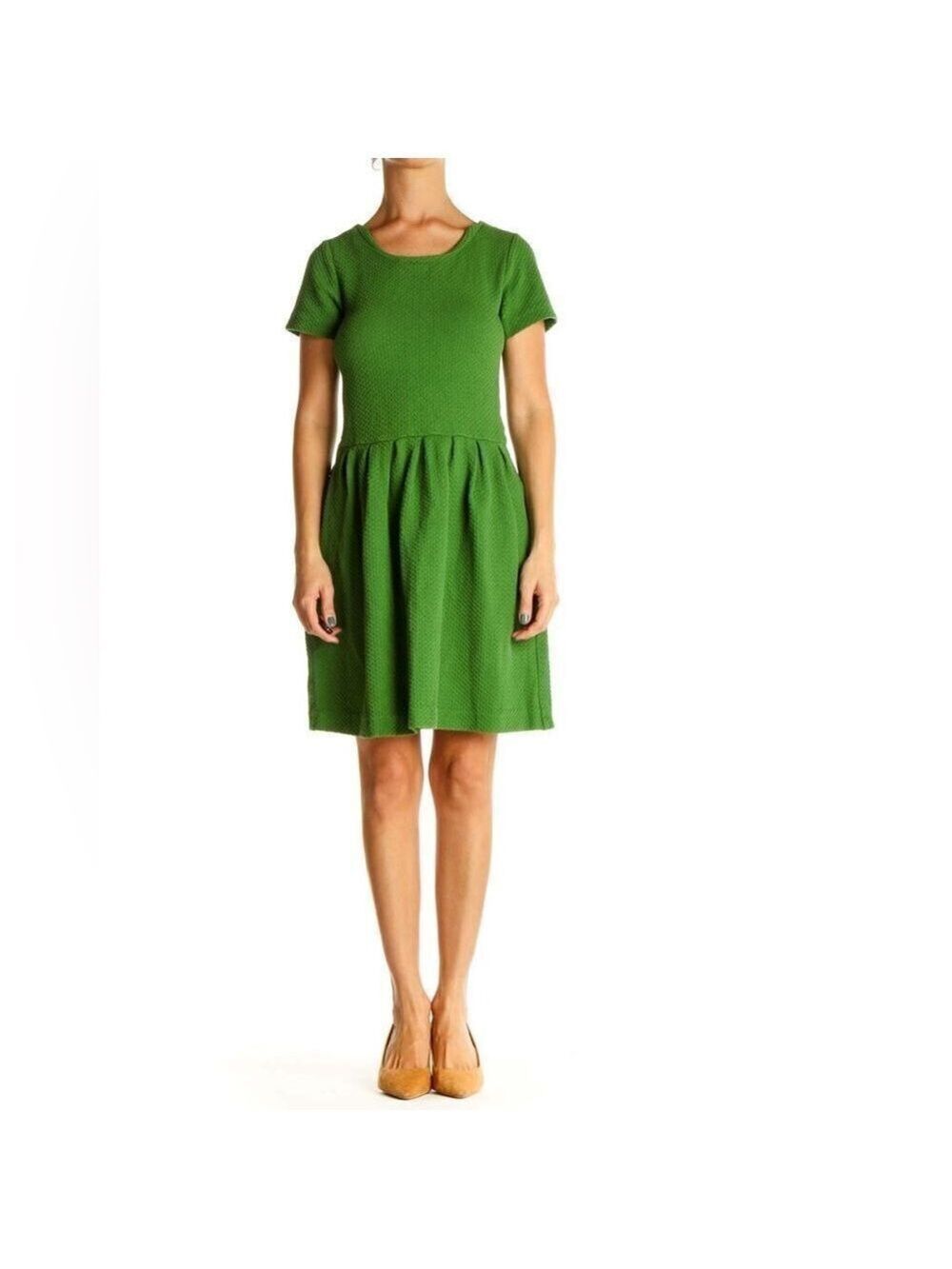 Ganni Solid Day Fit & Flare Textured Dress